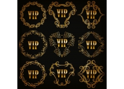 金色花纹VIP艺术字