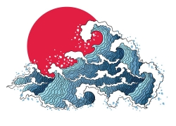 日本海上红日卡通画图