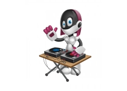 卡通女机器人DJ师