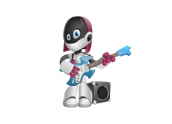弹吉他的卡通女机器人