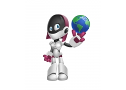 手顶地球的女机器人
