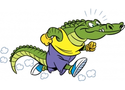 跑步的卡通鳄鱼