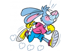跑步的卡通兔子