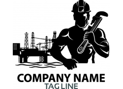 卡通石油工人logo设计