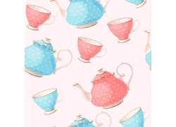 彩色茶具时尚背景