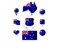 澳大利亚地图和国旗