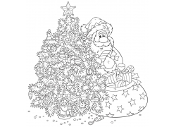 黑色圣诞老人与圣诞树