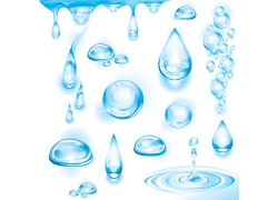 蓝色透明水滴设计素材