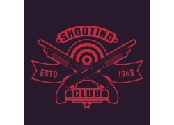 射击俱乐部标志的枪，两个交叉的猎枪