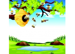 卡通蜜蜂蜂窝