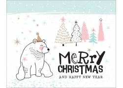卡通动物圣诞树与字母背景