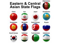 东亚及中亚国家球形立体国旗