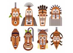 手绘卡通非洲部落图腾面具